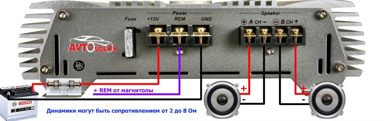 2 ch amp connect 2 speakers
