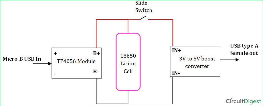 mobile phone power bank circuit diagram