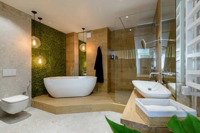 просторная ванная в эко-стиле