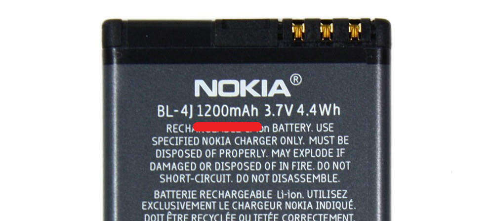 Емкость аккумулятора Nokia