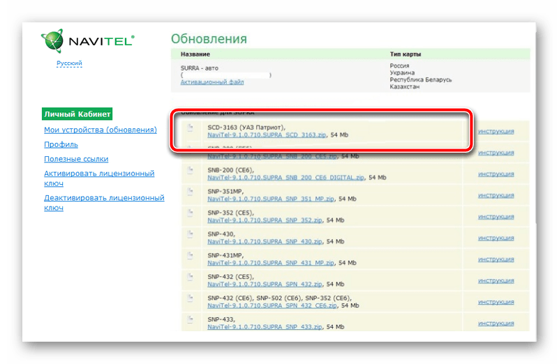 Загрузить последнюю версию ПО для устройства NAVITEL