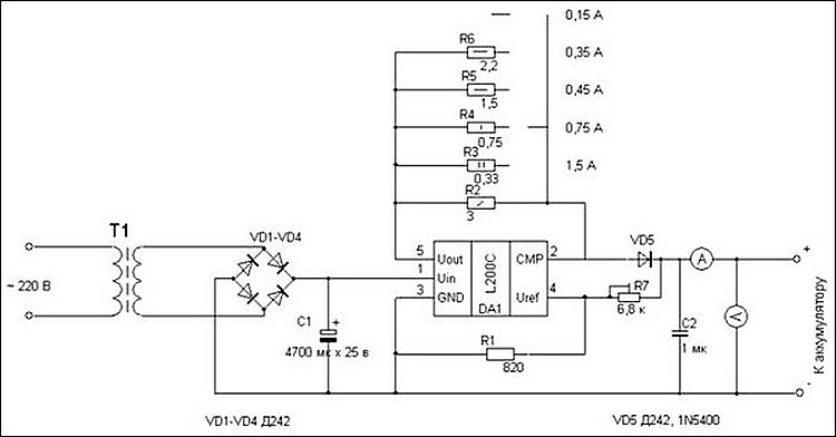 Схема зарядного для гелевых аккумуляторов