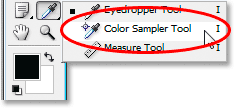 Select the Color Sampler tool from the Tools palette.