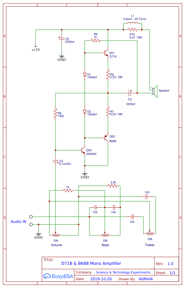D718 B688 Powerful Amplifier Circuit Diagram